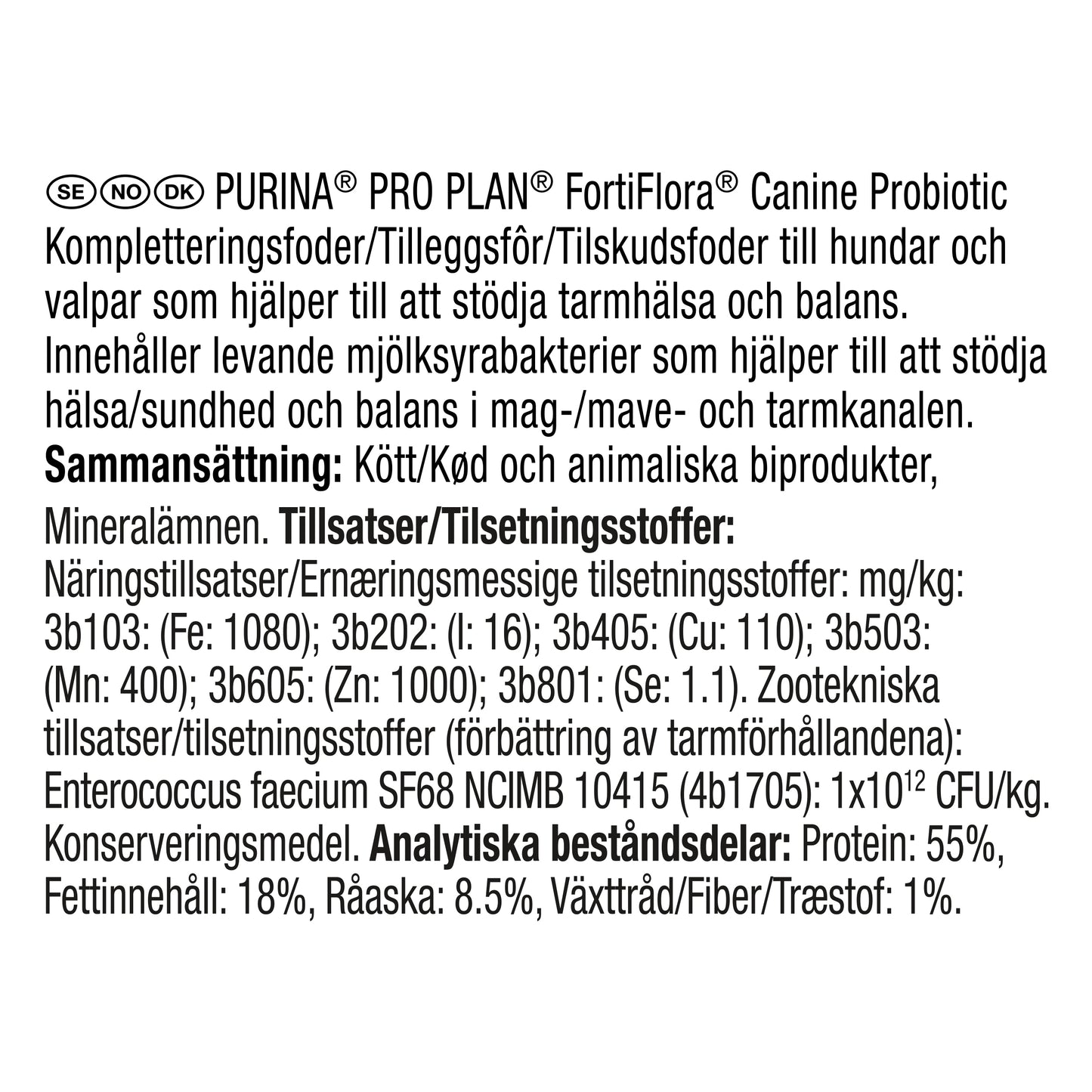 PURINA PRO PLAN FortiFlora Probiotika Komplement för hund