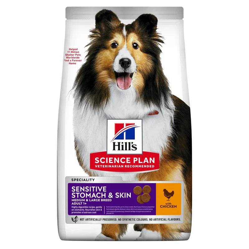 HILL'S SCIENCE PLAN Adult Sensitive Stomach & Skin Medium torrfoder med kyckling för hund