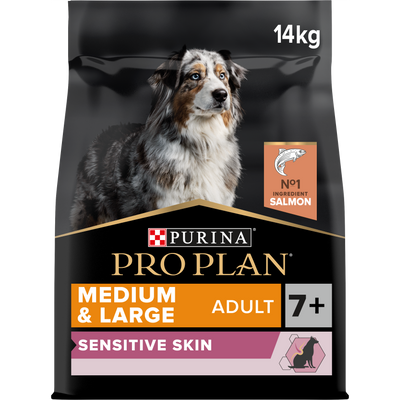 PURINA PRO PLAN Medium & Large Adult Dog 7+ Sensitive Skin Rikt på lax