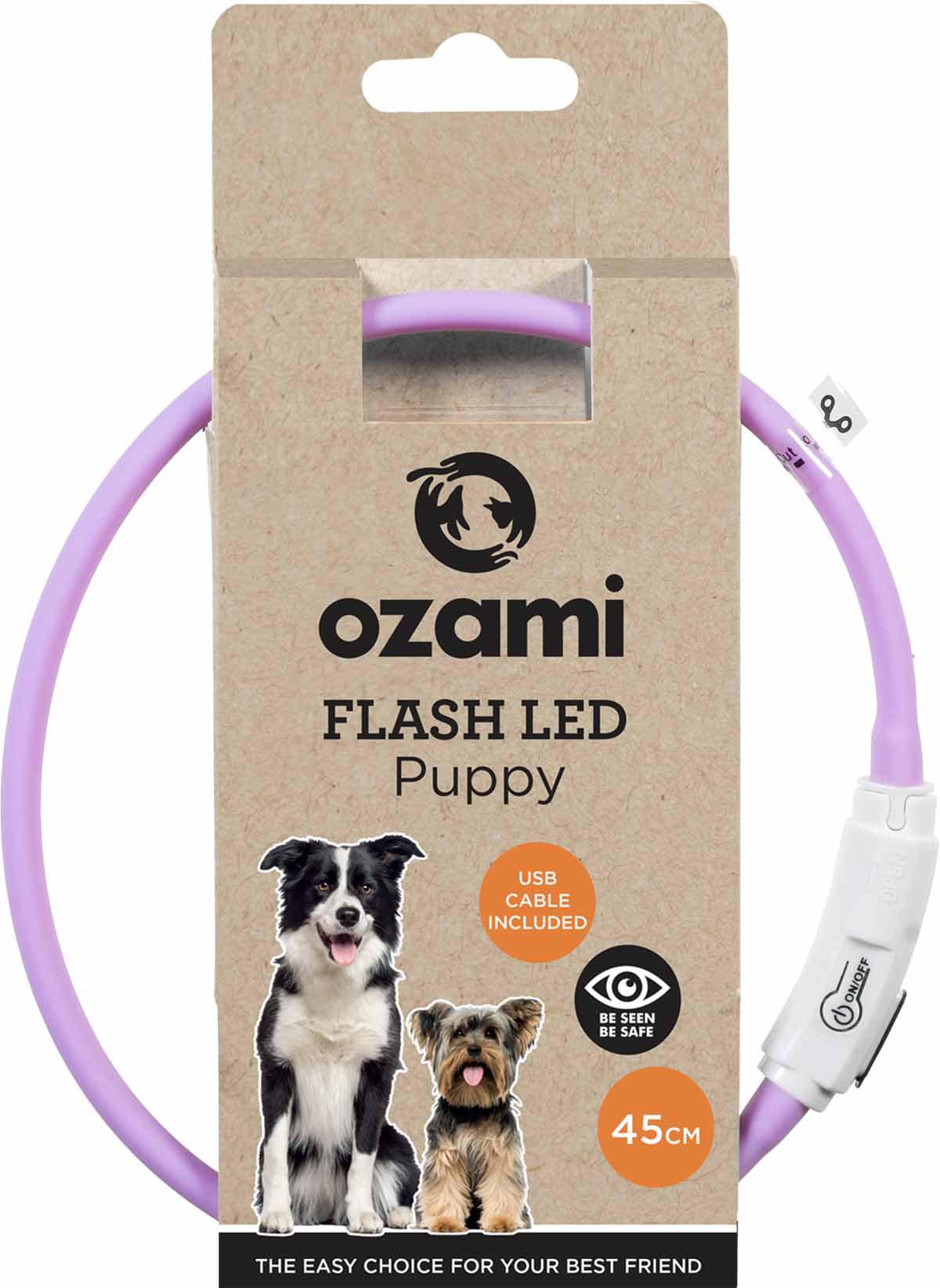 OZAMI HALSBAND FLASH PUPPY LED LILA 45CM