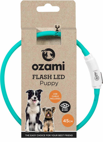 OZAMI HALSBAND FLASH PUPPY LED TURKOS 45CM