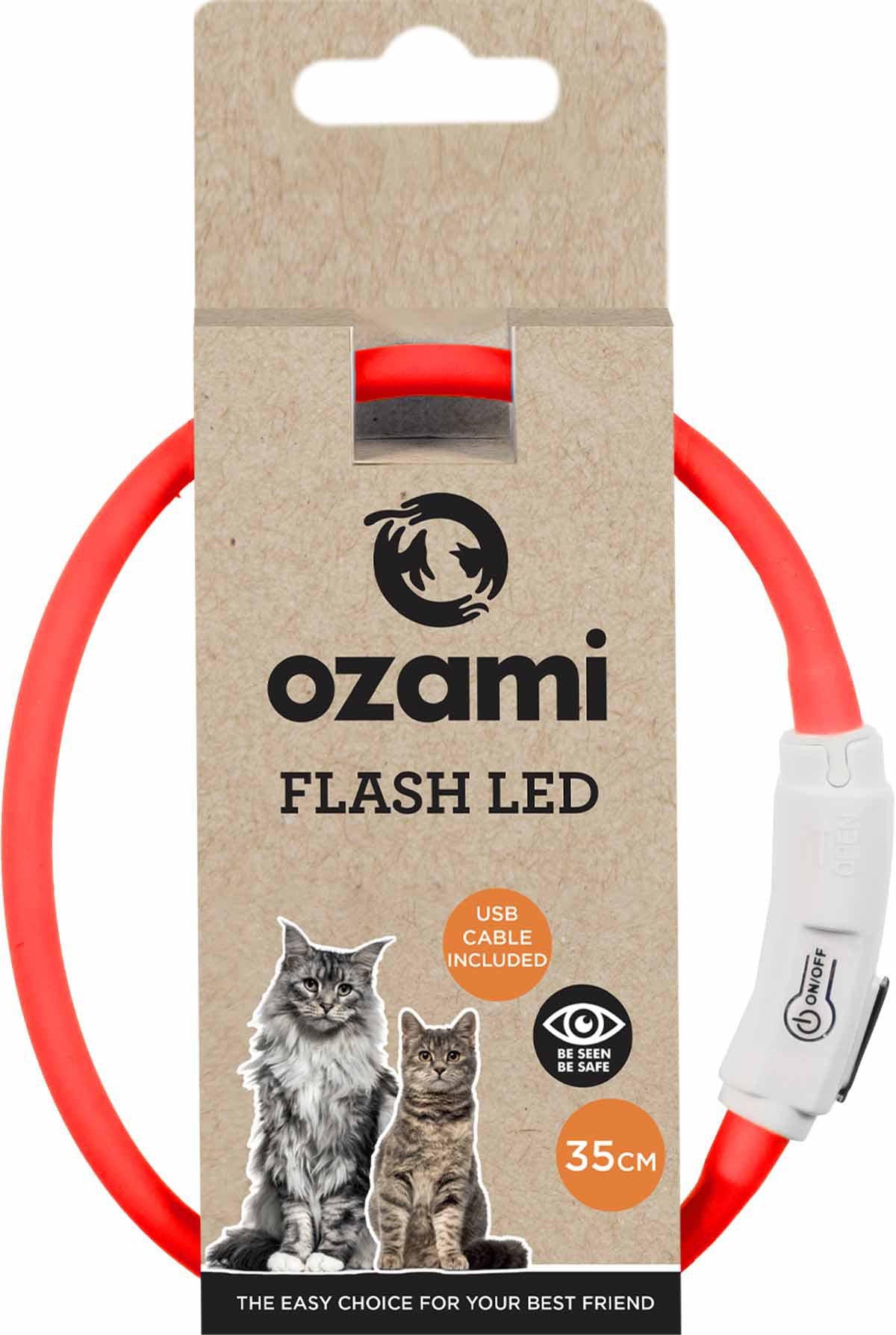 OZAMI HALSBAND FLASH LED RÖD 35CM