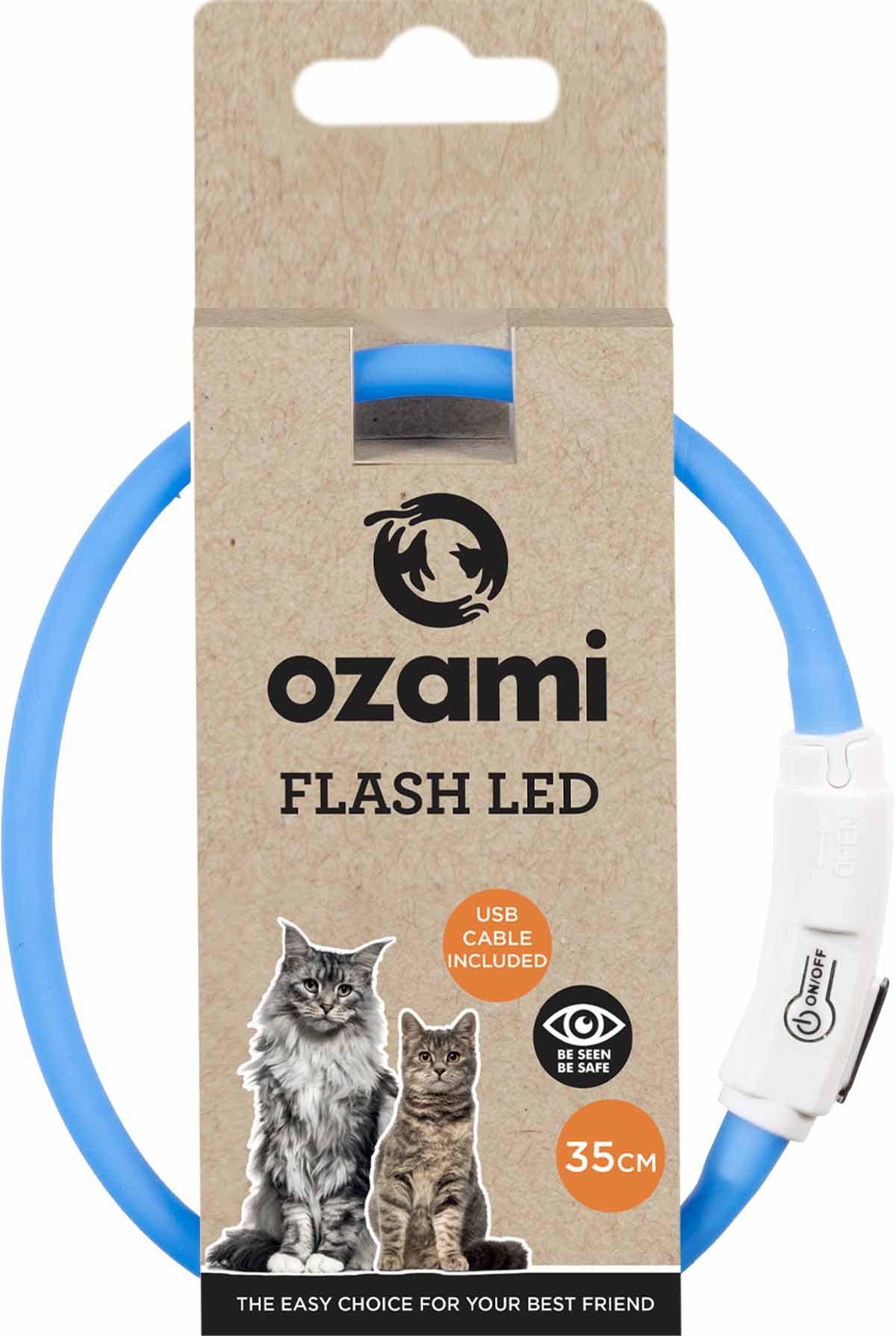 OZAMI HALSBAND FLASH LED BLÅ 35CM