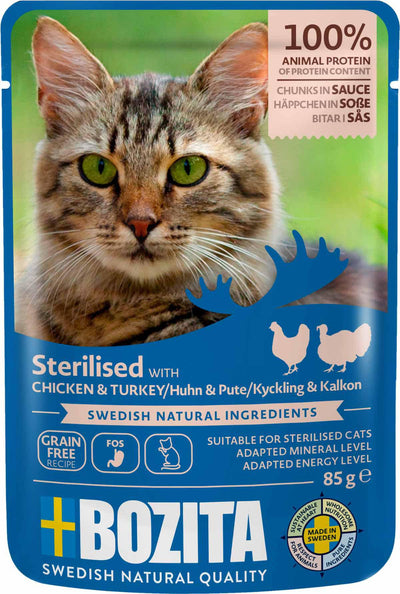 BOZITA BOZITA FELINE CHUNKS IN SAUCE STERILIZED CHICKEN & TURKEY 85