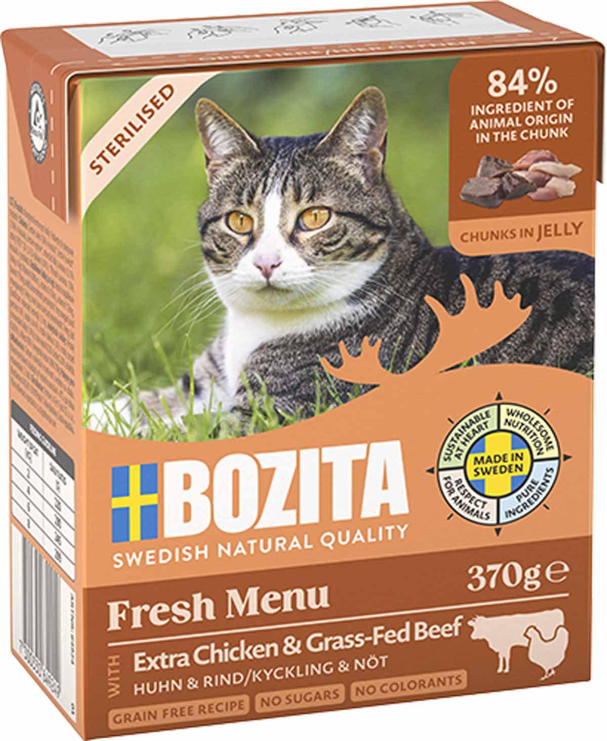 BOZITA BOZITA CAT STERILISED CHICKEN & BEEF INJELLY 370G