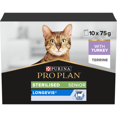 PURINA PRO PLAN STERILISED Senior 7+ LONGEVIS Terrine med kalkon