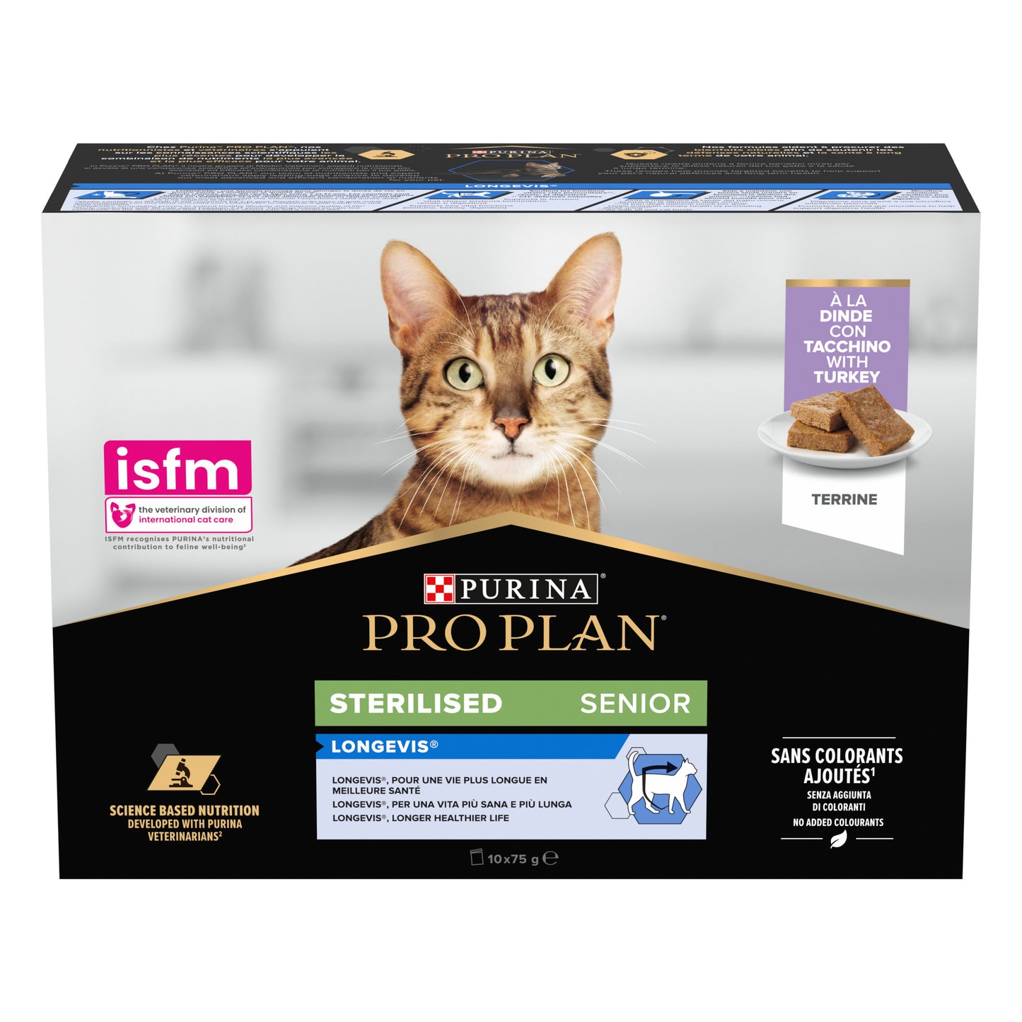 PURINA PRO PLAN STERILISED Senior 7+ LONGEVIS Terrine med kalkon